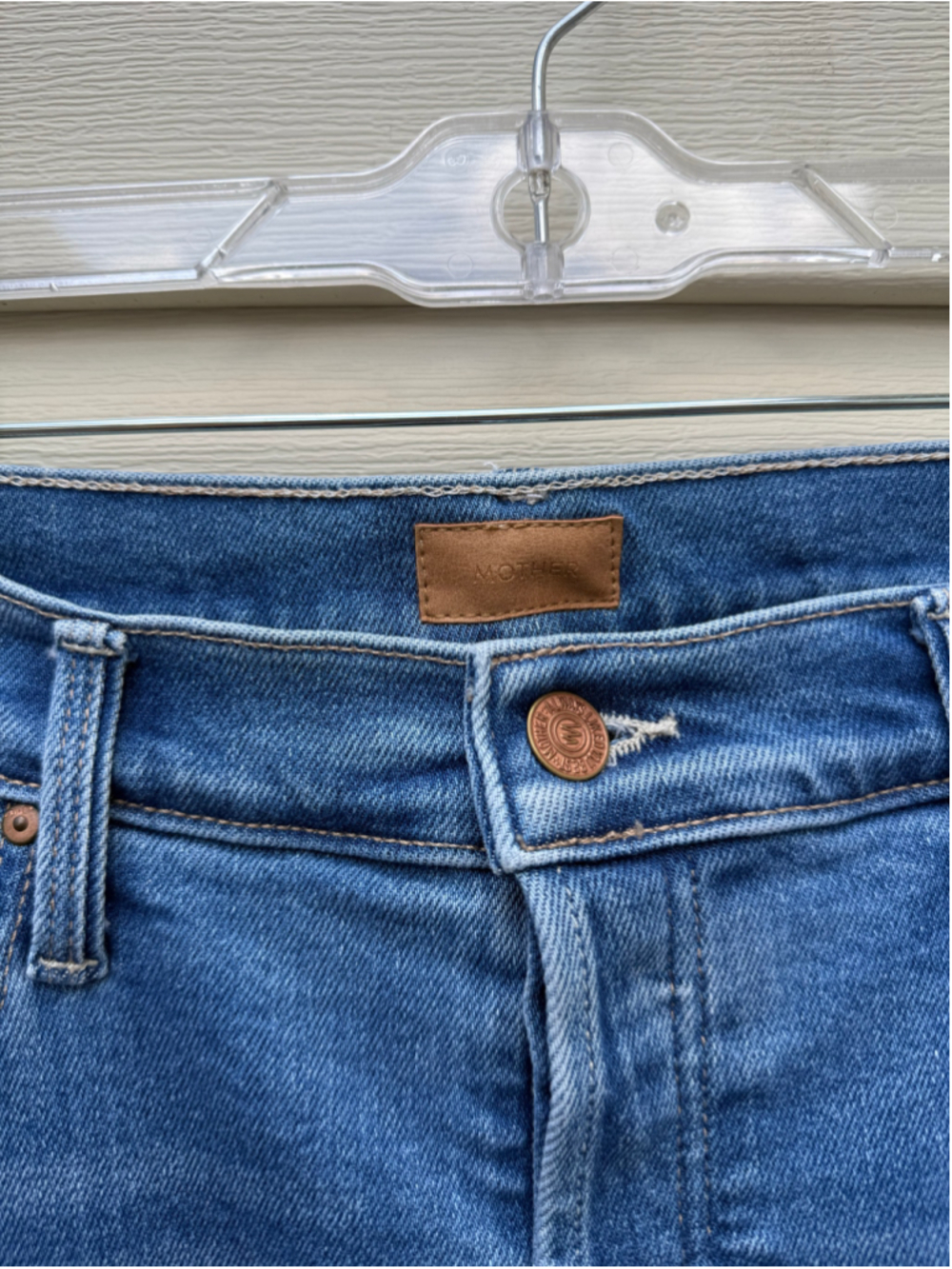 MOTHER The Tomcat Jeans 34 Layover High Rise Straight Leg Button Fly Blue - Picture 4 of 9